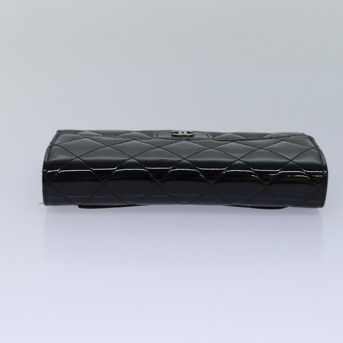 Top Quality Chanel Matelasse Long Wallet Enamel Black CC Auth yk13806A