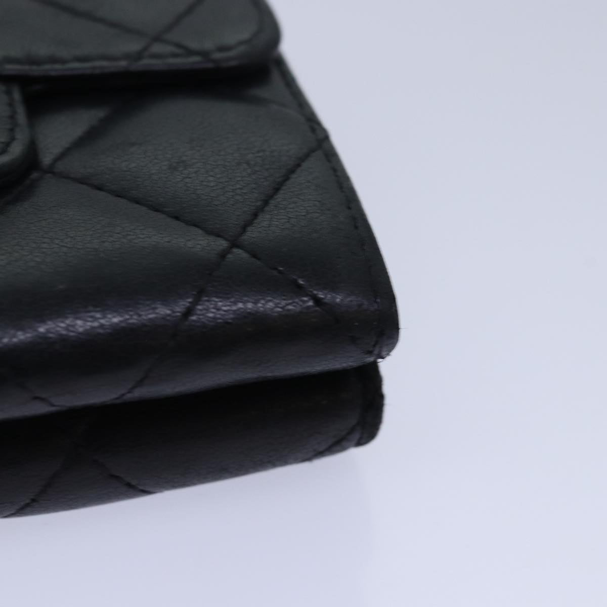 Top Quality Chanel Matelasse Compact Wallet Lamb Skin Black CC Auth yk13810