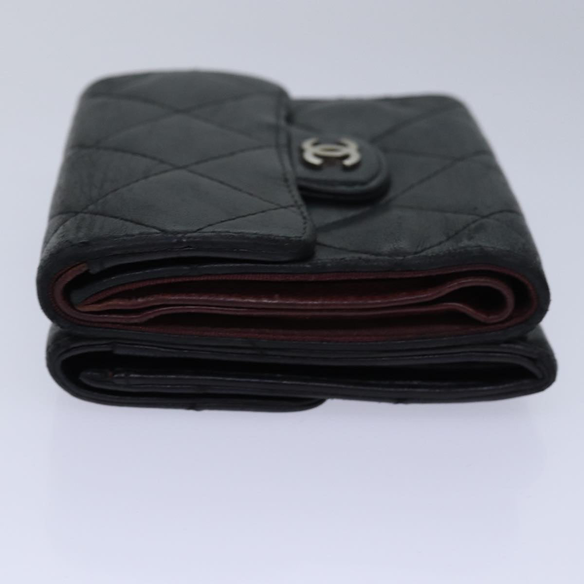 Top Quality Chanel Matelasse Compact Wallet Lamb Skin Black CC Auth yk13810
