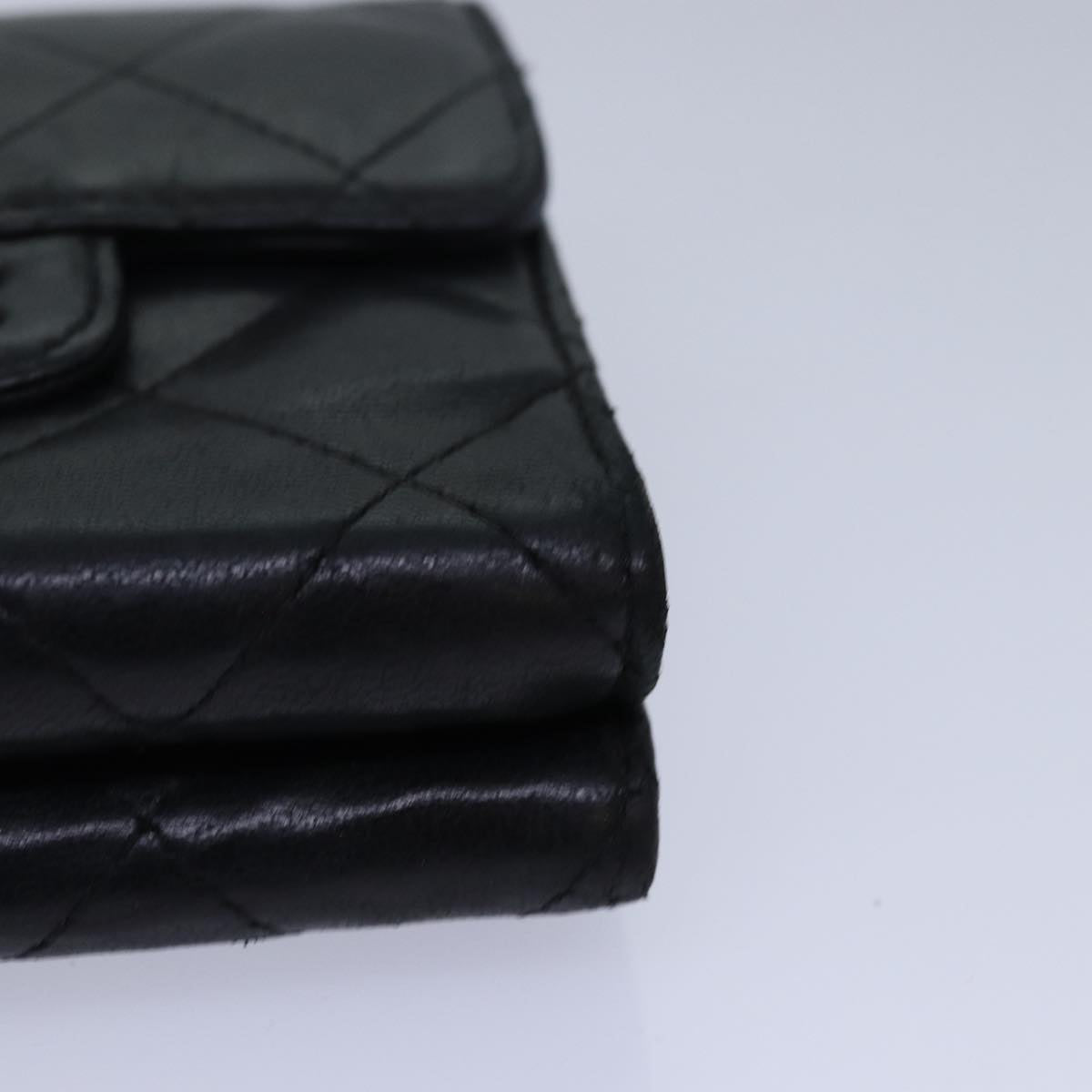 Top Quality Chanel Matelasse Compact Wallet Lamb Skin Black CC Auth yk13810