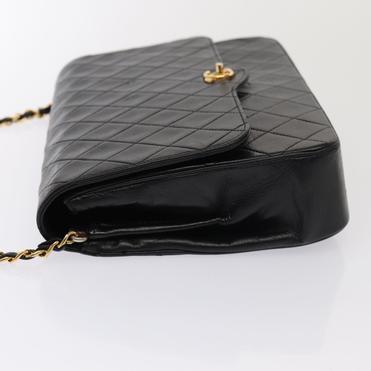 Top Quality Chanel Matelasse Turn Lock Chain Shoulder Bag Lamb Skin Black CC Auth yk13966