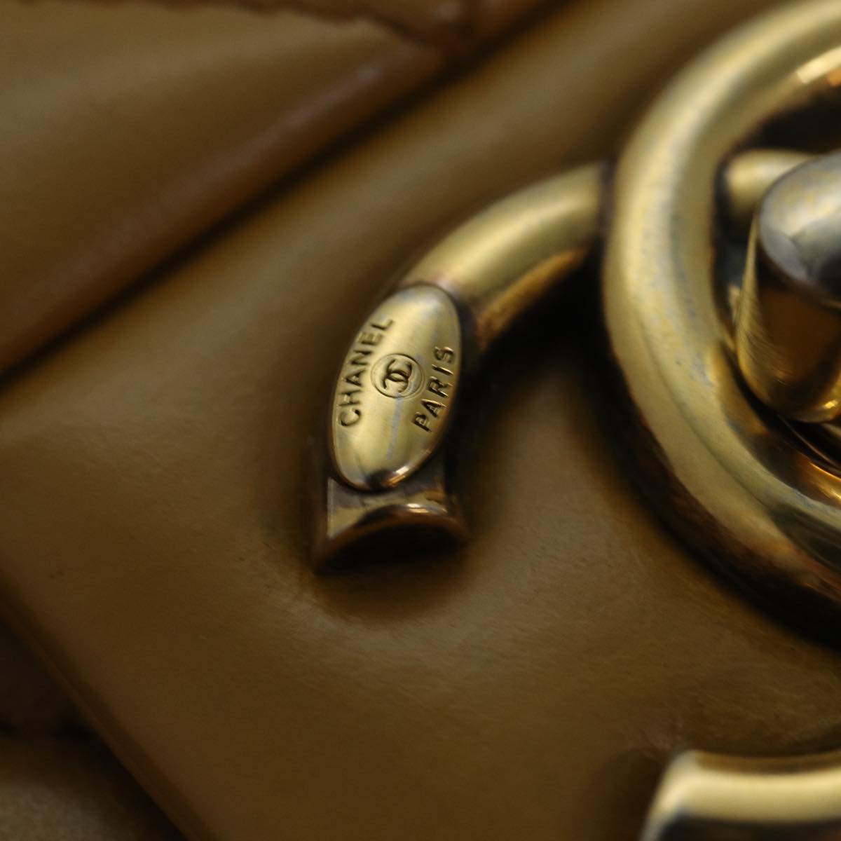 Top Quality Chanel Matelasse Turn Lock Chain Shoulder Bag Leather Yellow CC Auth yk13973A