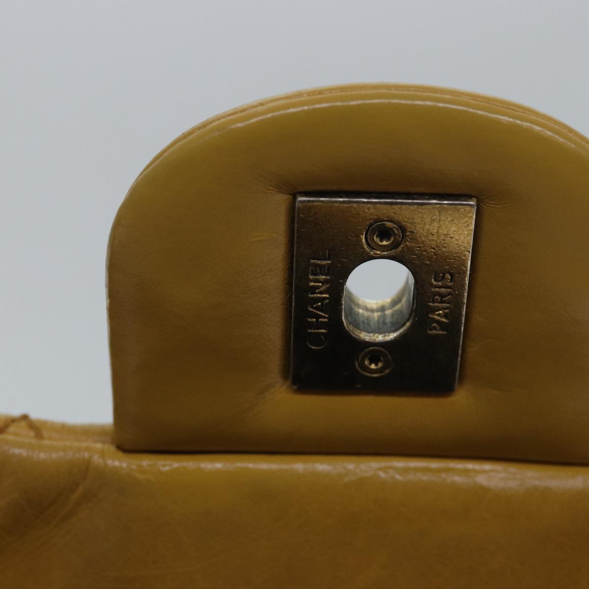 Top Quality Chanel Matelasse Turn Lock Chain Shoulder Bag Leather Yellow CC Auth yk13973A