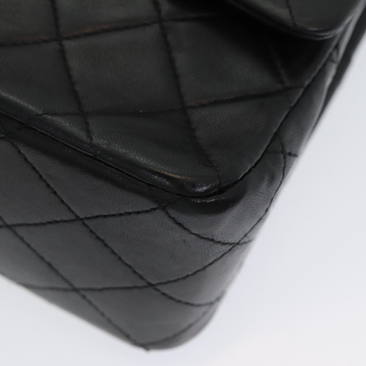 Top Quality Chanel Matelasse 25 Turn Lock Chain Hand Bag Lamb Skin Black CC Auth yk14030A
