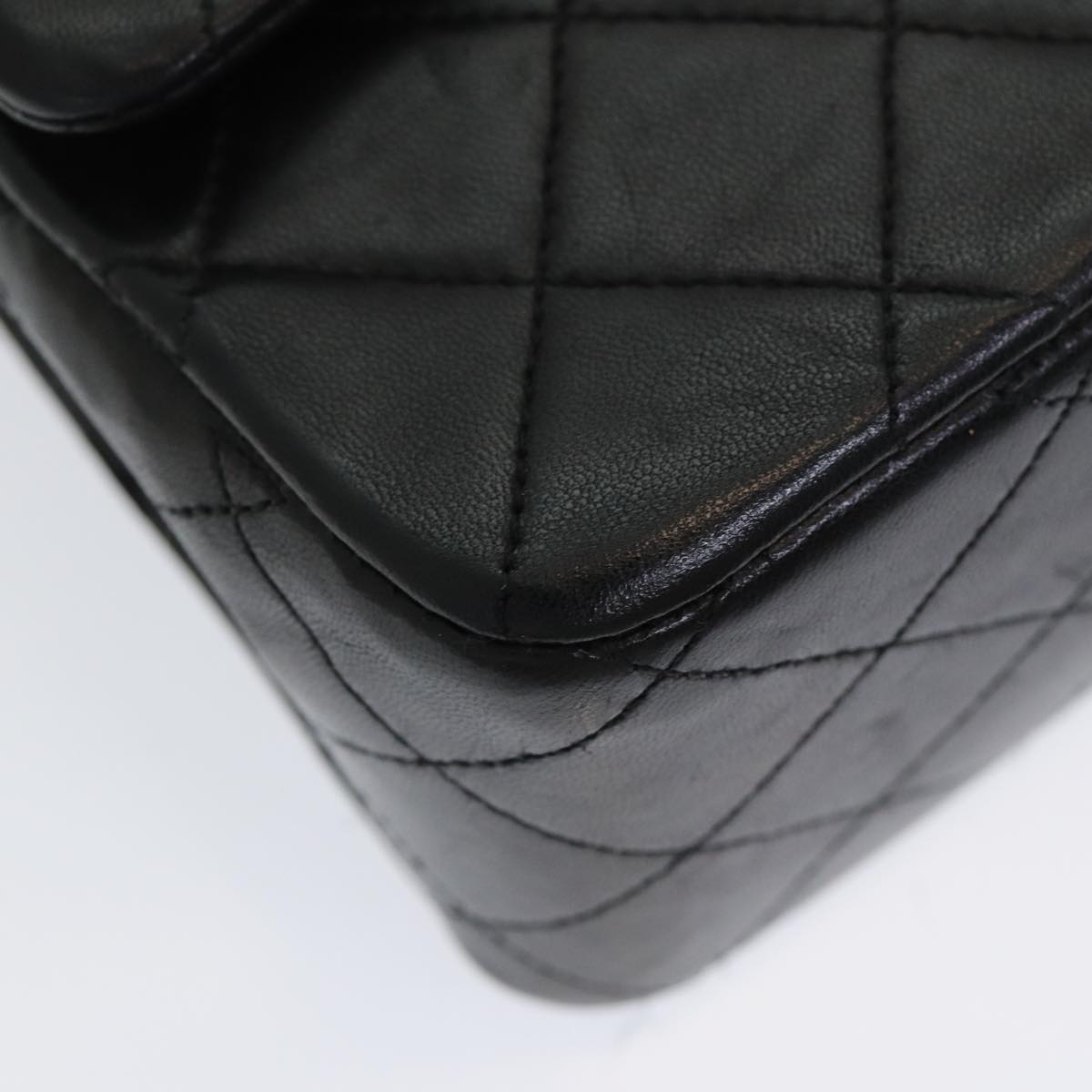 Top Quality Chanel Matelasse 25 Turn Lock Chain Hand Bag Lamb Skin Black CC Auth yk14030A