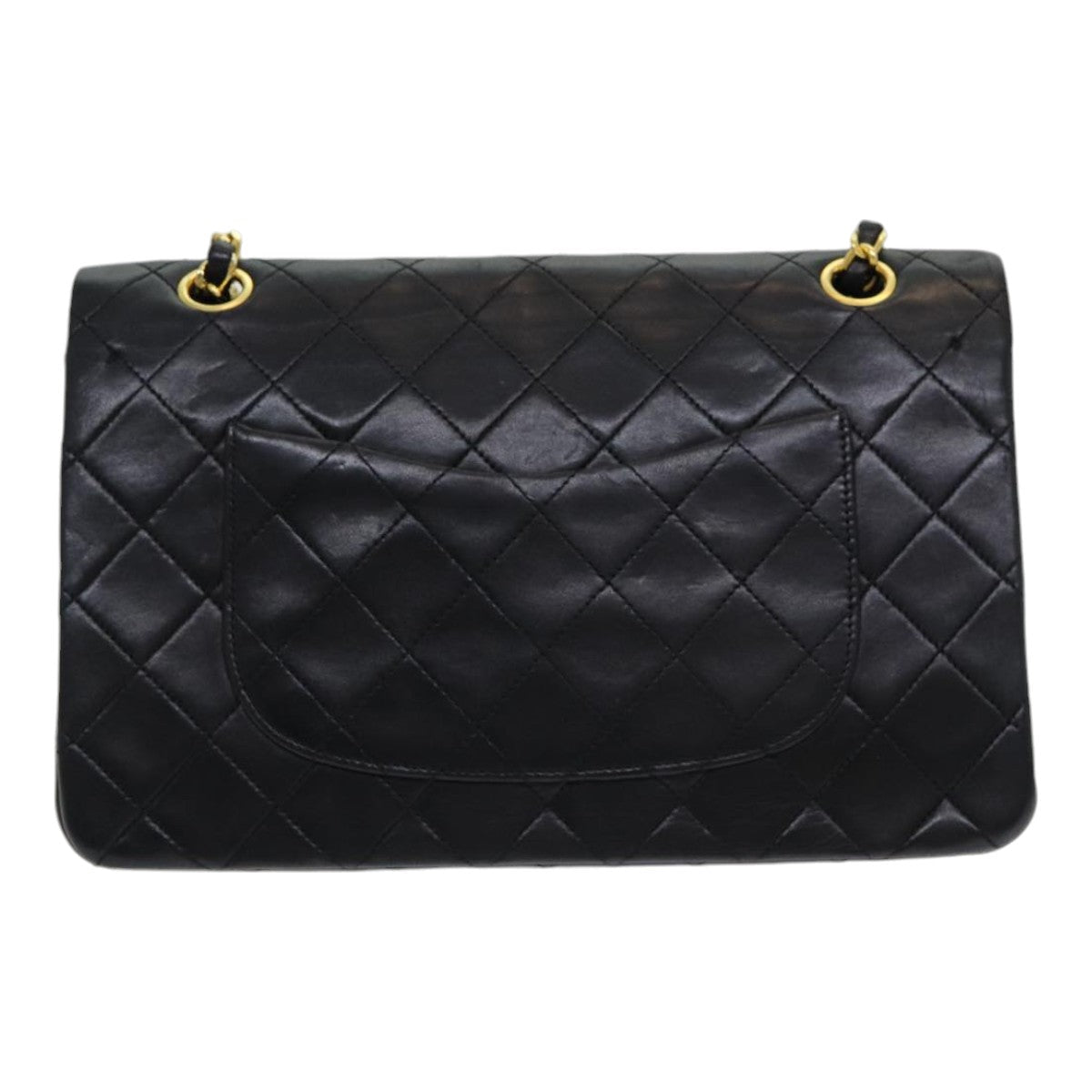 Top Quality Chanel Matelasse 25 Turn Lock Chain Hand Bag Lamb Skin Black CC Auth yk14030A