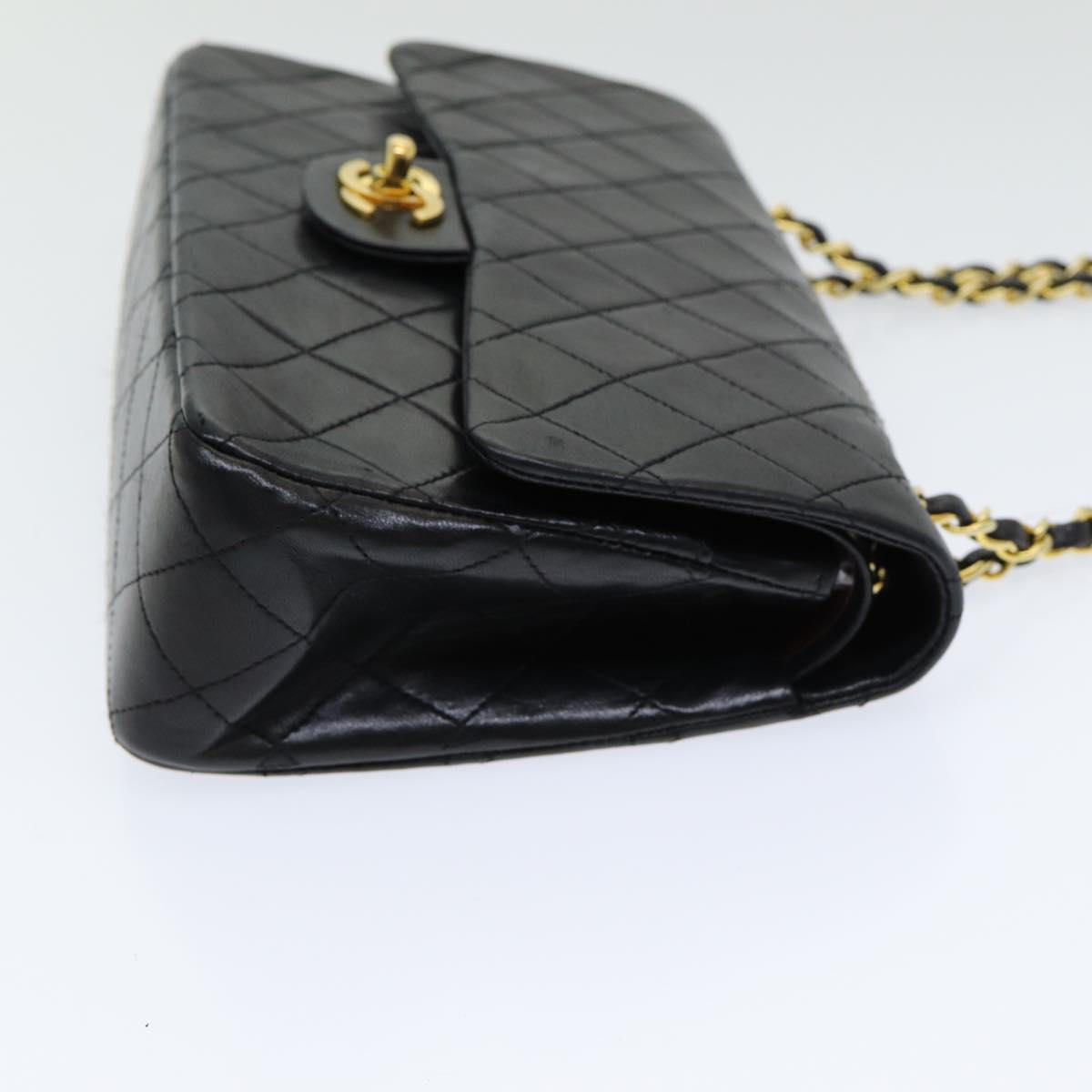 Top Quality Chanel Matelasse 25 Turn Lock Chain Hand Bag Lamb Skin Black CC Auth yk14030A