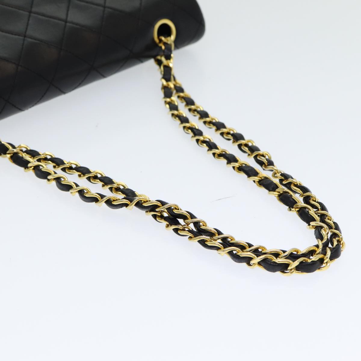 Top Quality Chanel Matelasse 25 Turn Lock Chain Hand Bag Lamb Skin Black CC Auth yk14030A