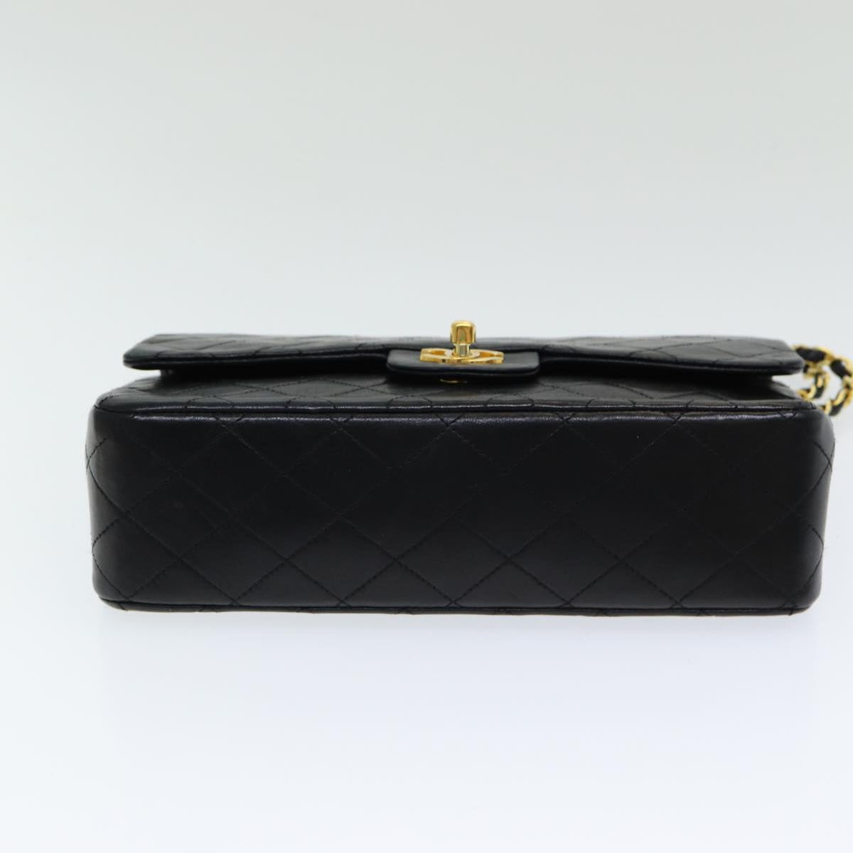 Top Quality Chanel Matelasse 25 Turn Lock Chain Hand Bag Lamb Skin Black CC Auth yk14030A