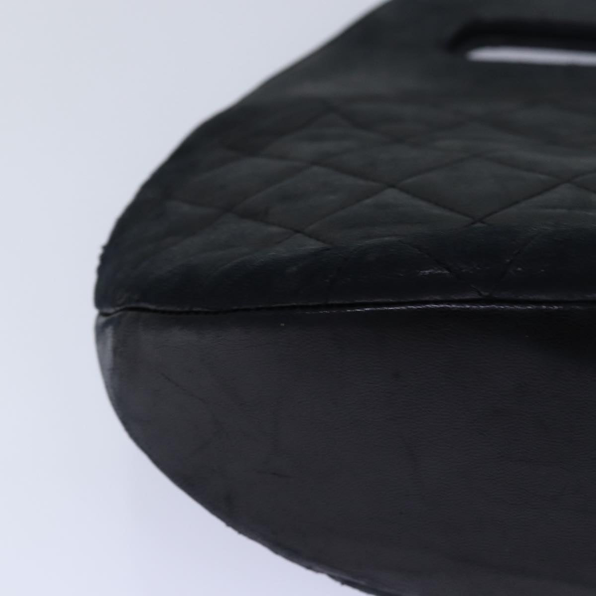Top Quality Chanel Matelasse COCO Mark Hand Bag Lamb Skin Black Gold CC Auth yk14149