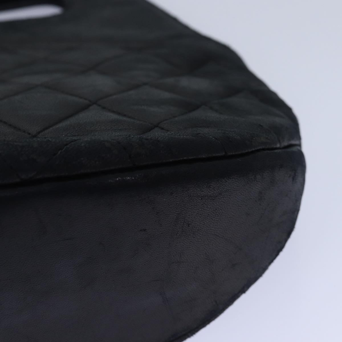 Top Quality Chanel Matelasse COCO Mark Hand Bag Lamb Skin Black Gold CC Auth yk14149