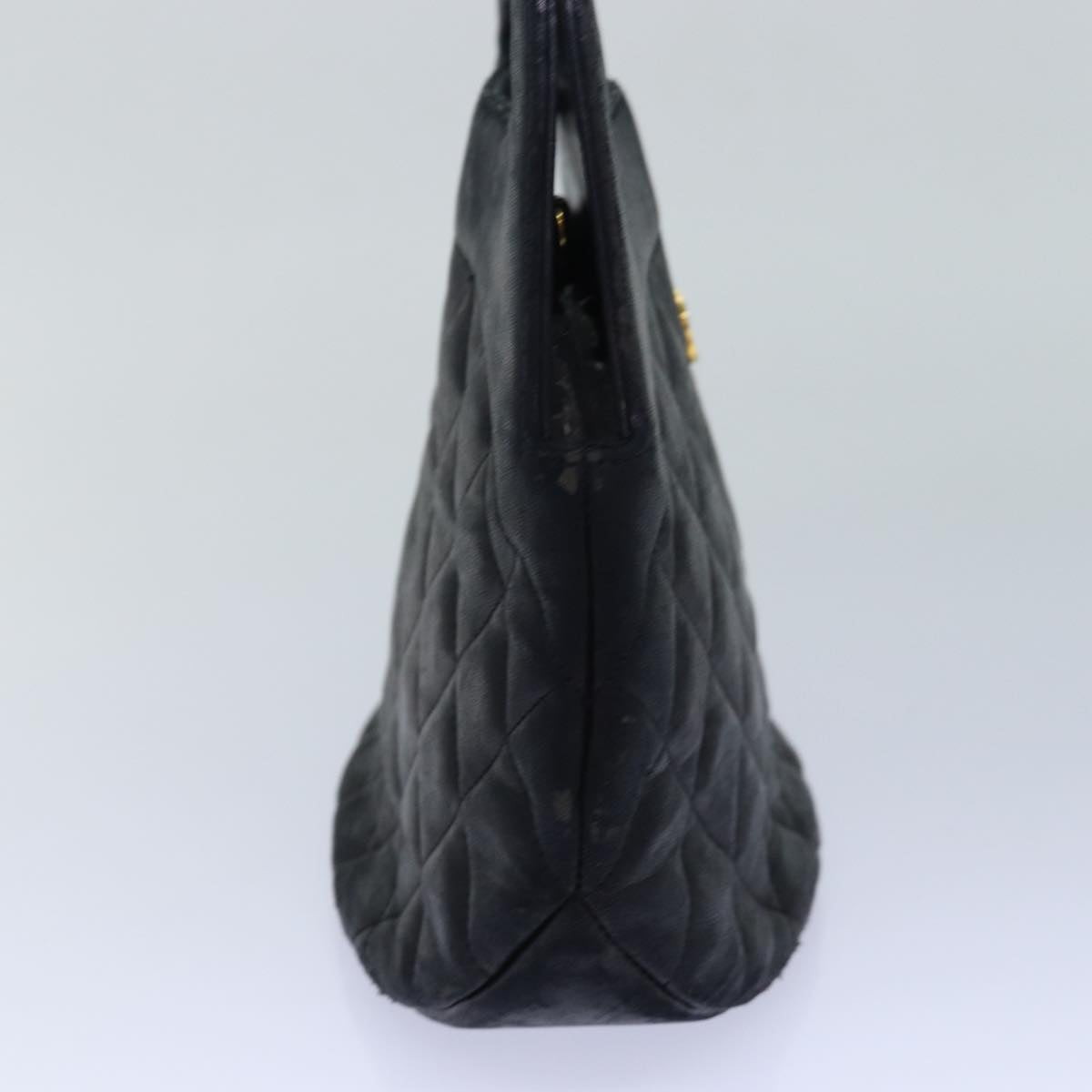 Top Quality Chanel Matelasse COCO Mark Hand Bag Lamb Skin Black Gold CC Auth yk14149