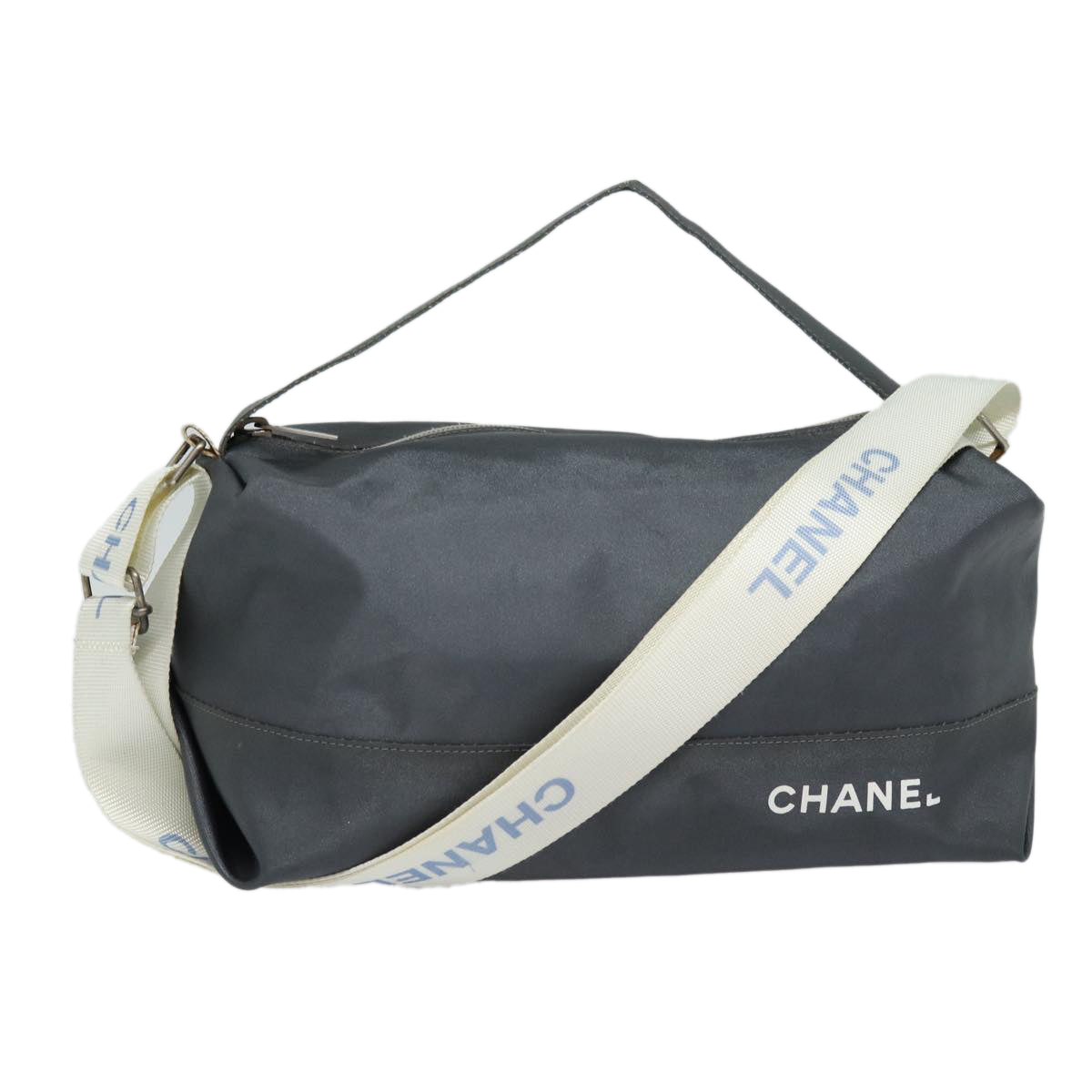 Top Quality Chanel Hand Bag Nylon 2way Gray CC Auth yk14208