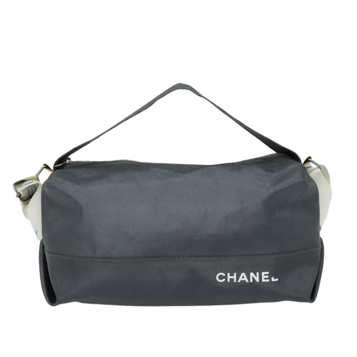 Top Quality Chanel Hand Bag Nylon 2way Gray CC Auth yk14208