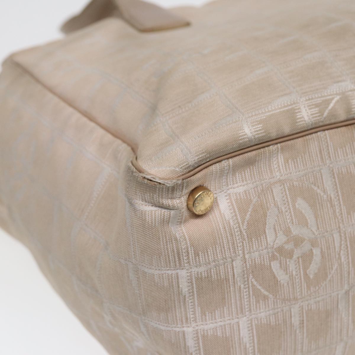 Top Quality Chanel New Travel Line Tote Bag Nylon Beige Gold CC Auth yk14279