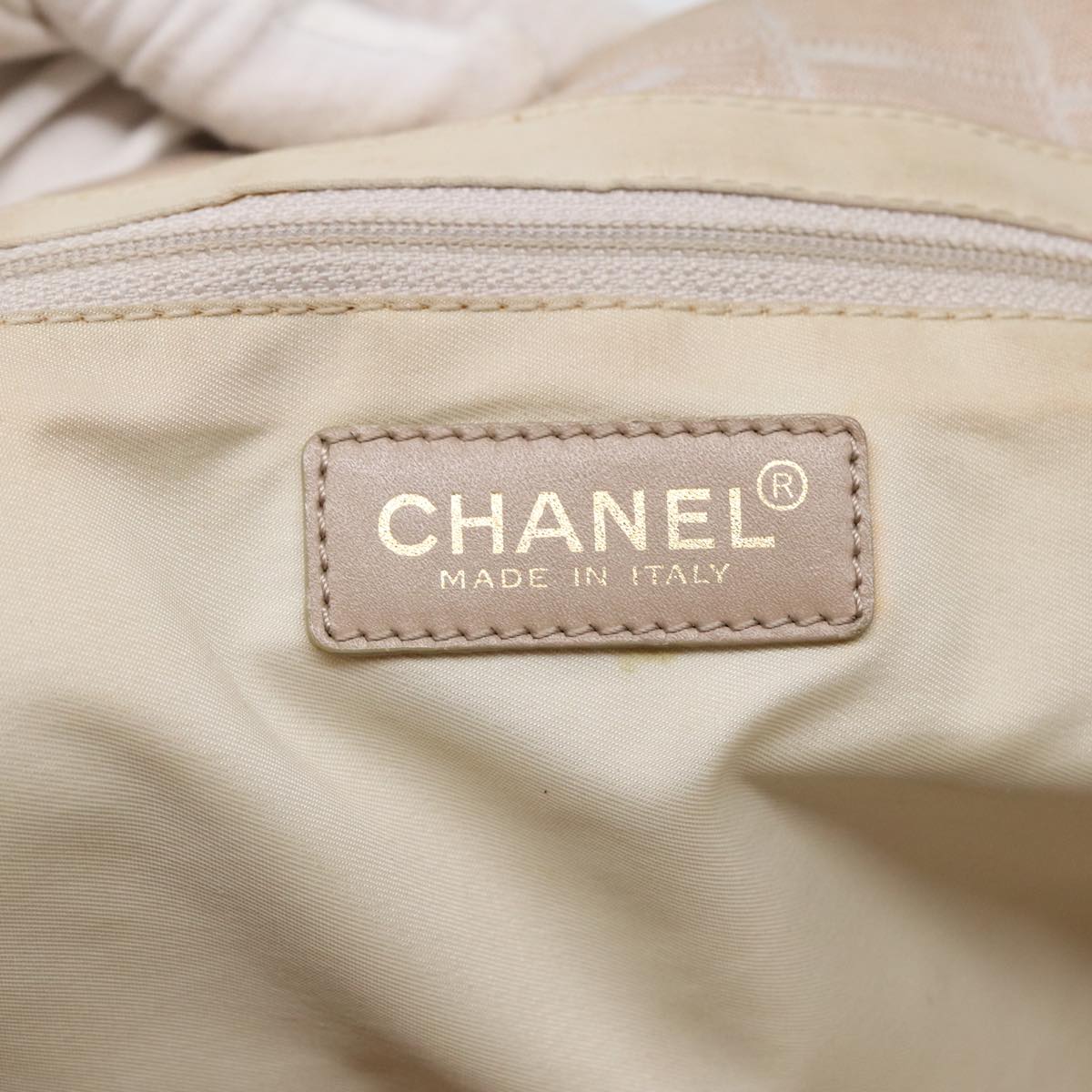 Top Quality Chanel New Travel Line Tote Bag Nylon Beige Gold CC Auth yk14279