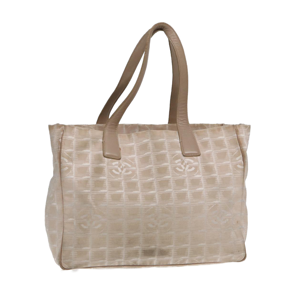 Top Quality Chanel New Travel Line Tote Bag Nylon Beige Gold CC Auth yk14279