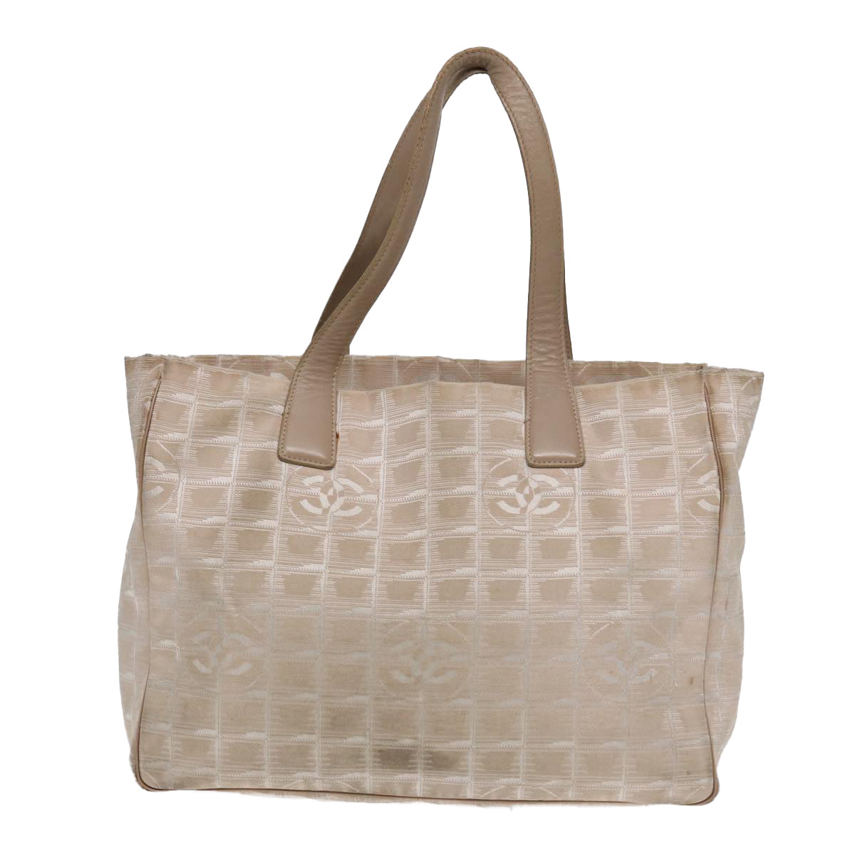 Top Quality Chanel New Travel Line Tote Bag Nylon Beige Gold CC Auth yk14279