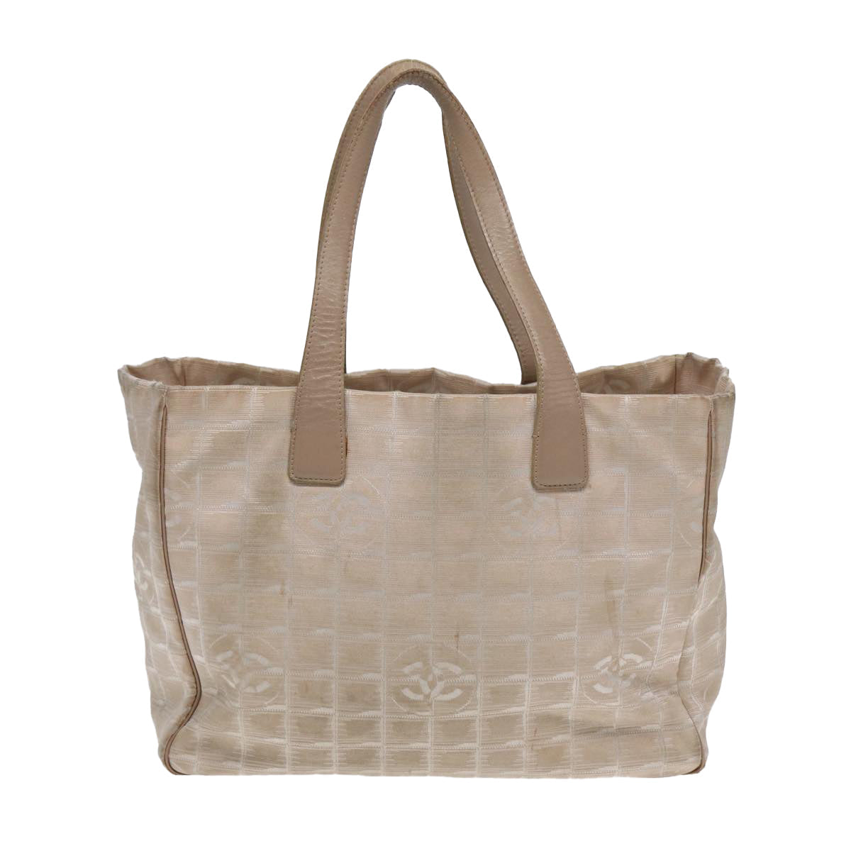Top Quality Chanel New Travel Line Tote Bag Nylon Beige Gold CC Auth yk14279