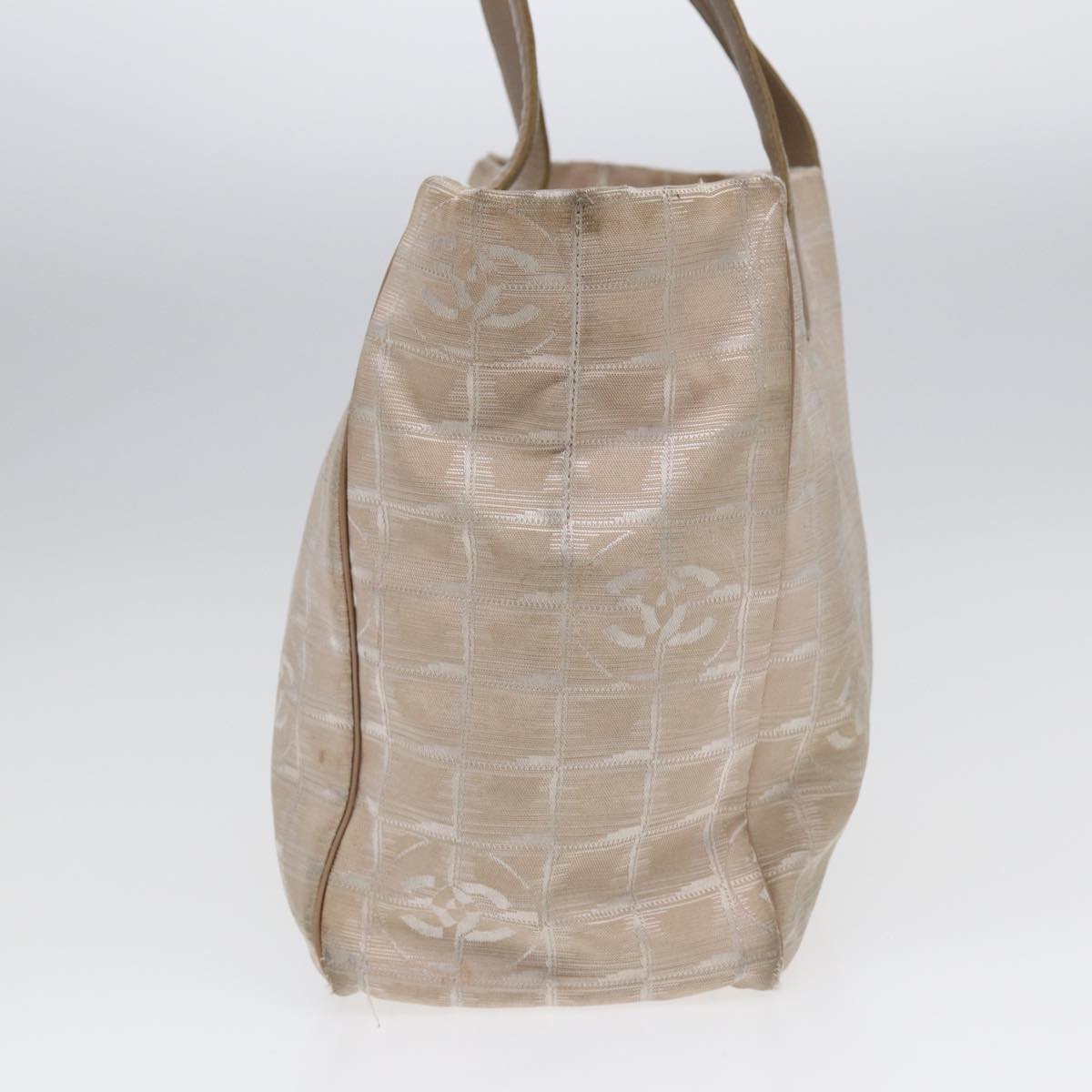Top Quality Chanel New Travel Line Tote Bag Nylon Beige Gold CC Auth yk14279