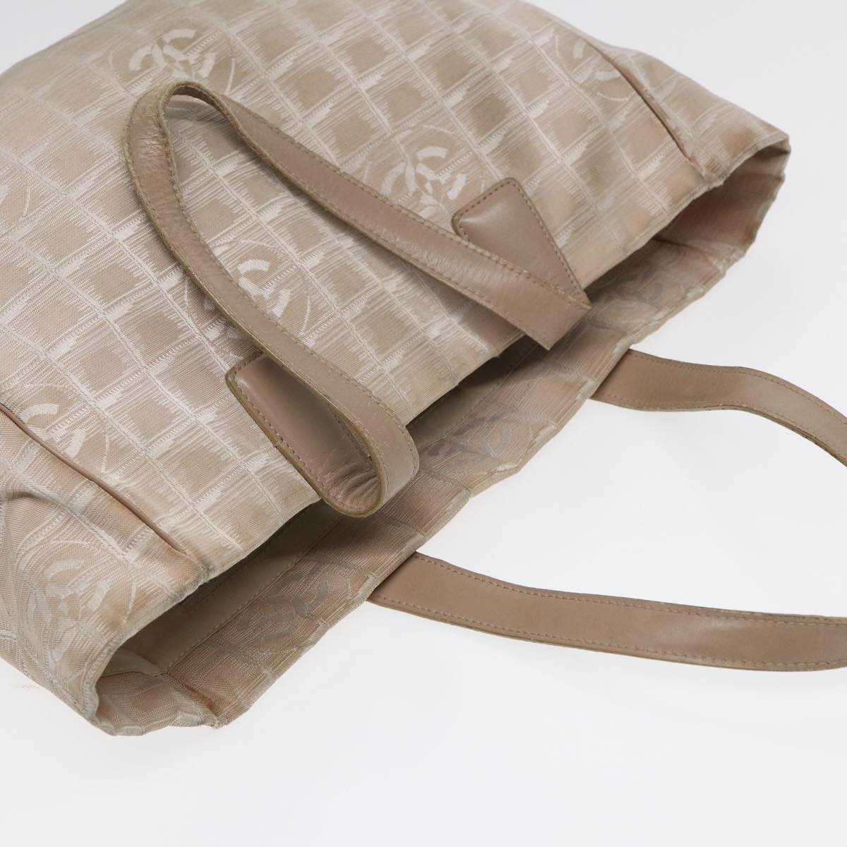 Top Quality Chanel New Travel Line Tote Bag Nylon Beige Gold CC Auth yk14279
