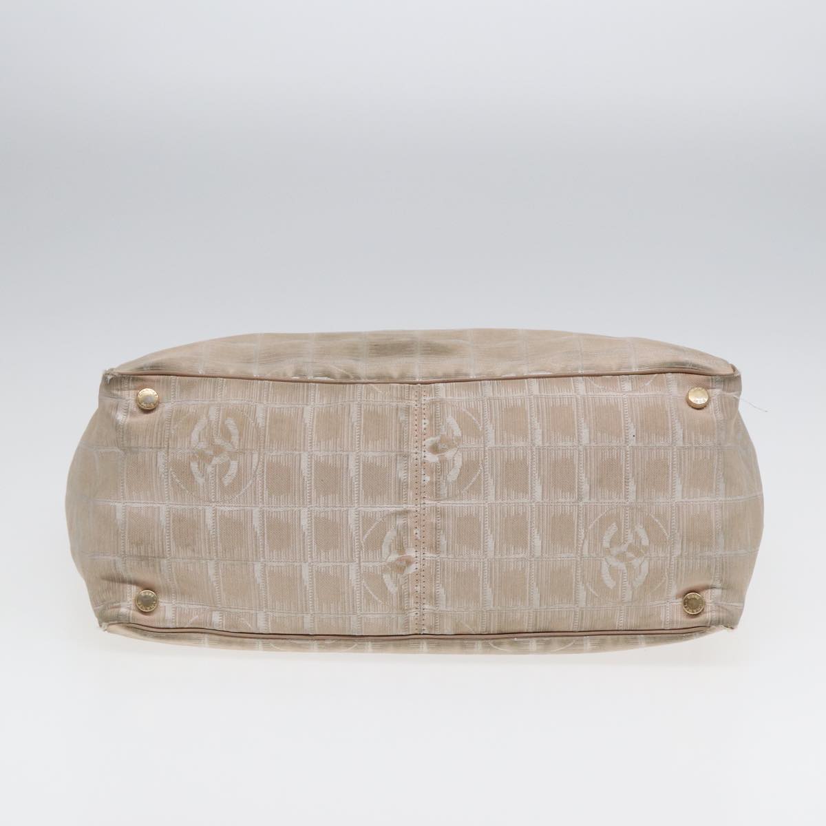Top Quality Chanel New Travel Line Tote Bag Nylon Beige Gold CC Auth yk14279