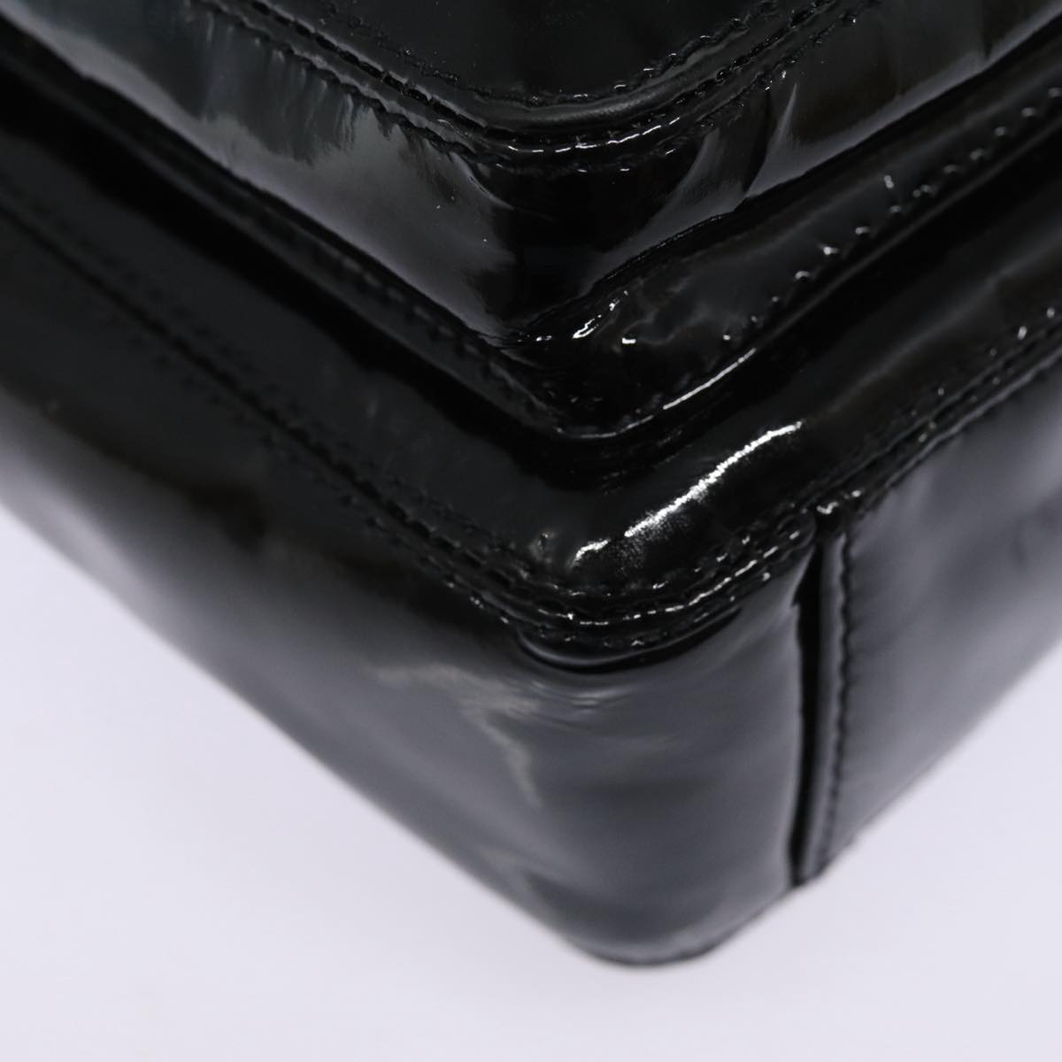 Top Quality Chanel COCO Mark Shoulder Bag Enamel Black Silver CC Auth yk14331