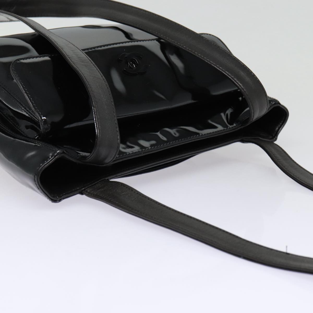 Top Quality Chanel COCO Mark Shoulder Bag Enamel Black Silver CC Auth yk14331
