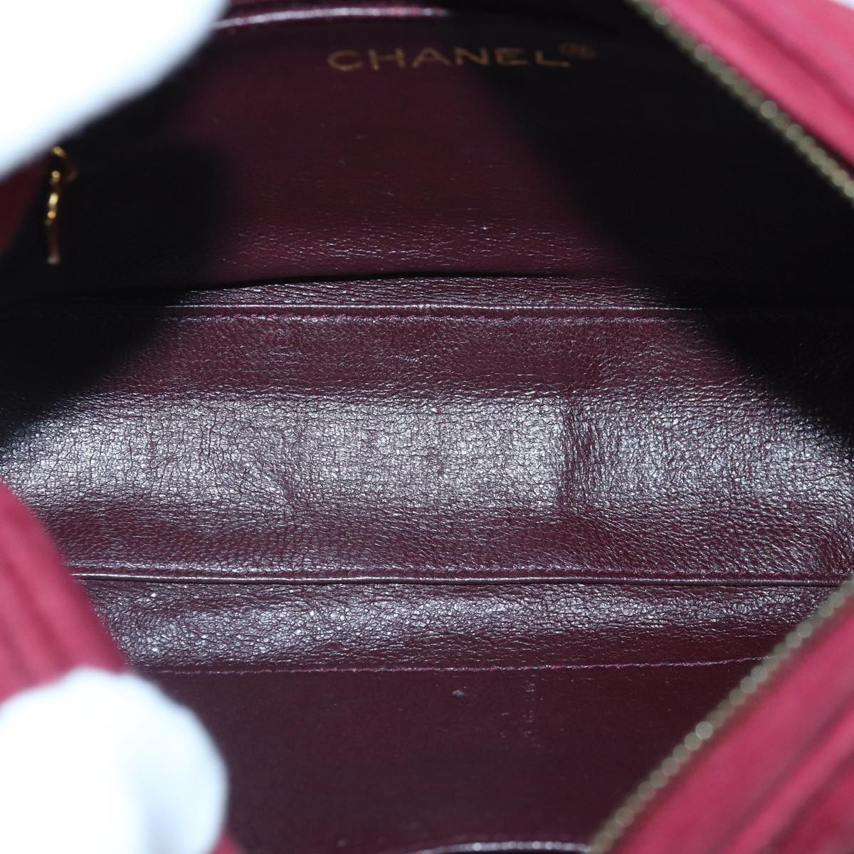 Top Quality Chanel Matelasse COCO Mark Chain Fringe Shoulder Bag Suede Red CC Auth yk14444A