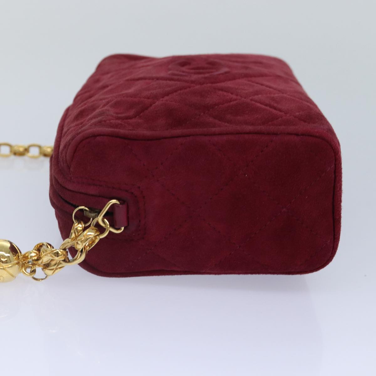 Top Quality Chanel Matelasse COCO Mark Chain Fringe Shoulder Bag Suede Red CC Auth yk14444A