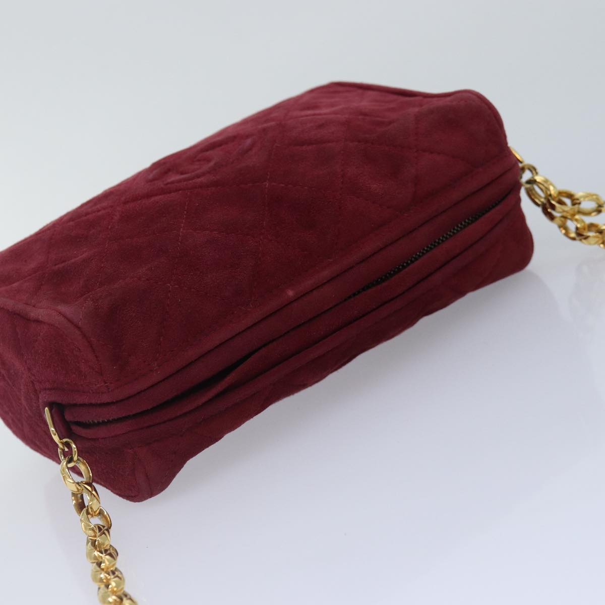 Top Quality Chanel Matelasse COCO Mark Chain Fringe Shoulder Bag Suede Red CC Auth yk14444A