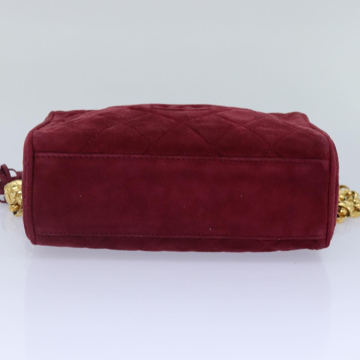 Top Quality Chanel Matelasse COCO Mark Chain Fringe Shoulder Bag Suede Red CC Auth yk14444A