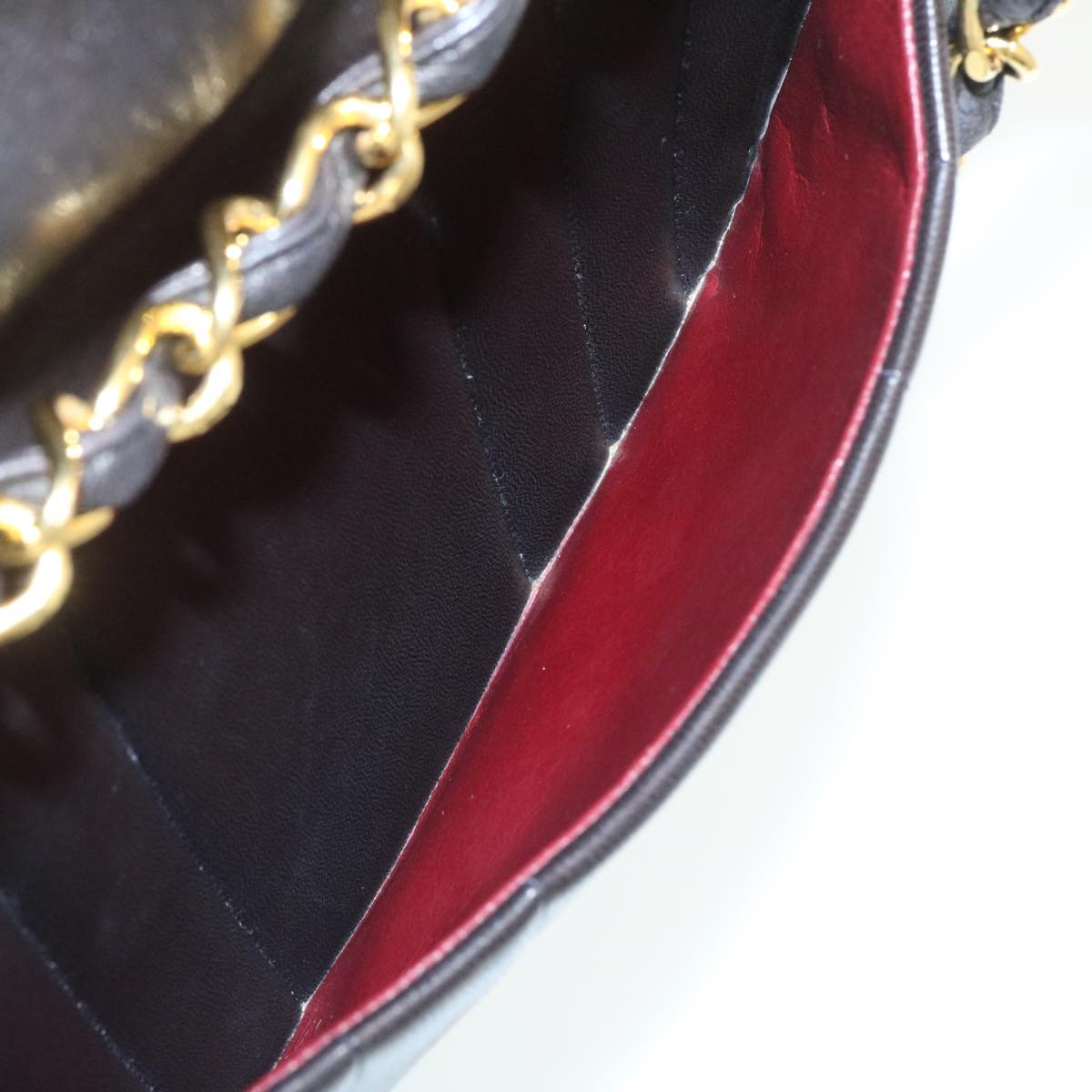 Top Quality Chanel Mademoiselle Big COCO Mark Chain ShoulderBag Lamb Skin Black Auth yk4080A