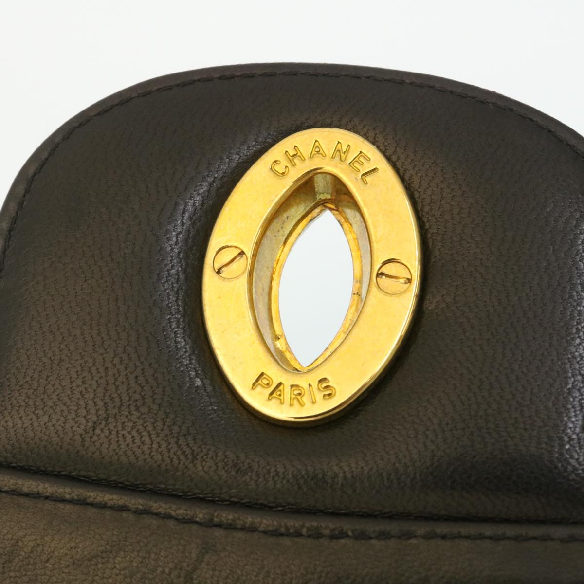 Top Quality Chanel Mademoiselle Big COCO Mark Chain ShoulderBag Lamb Skin Black Auth yk4080A