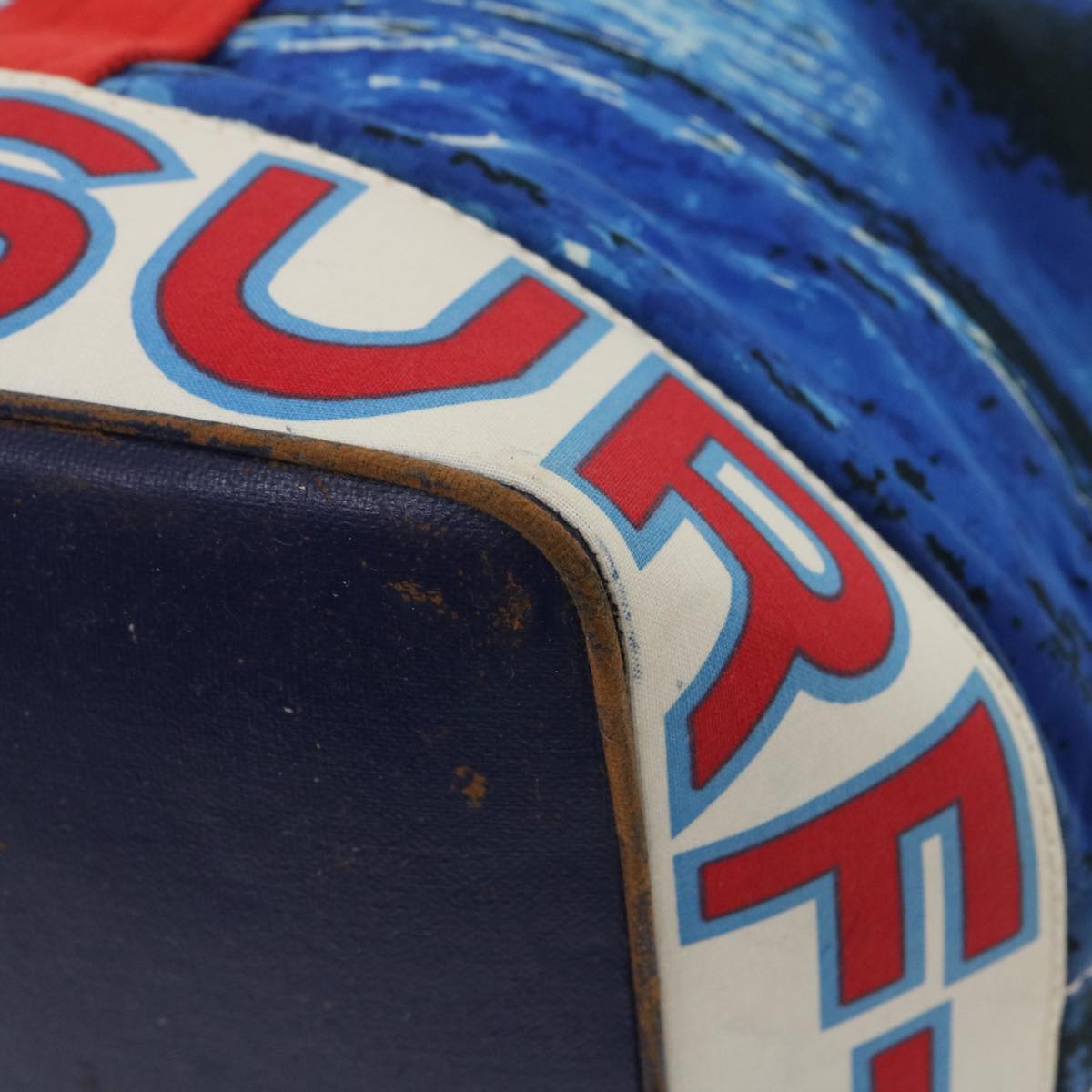 CHANEL Surf line Tote Bag Canvas Blue Red CC Auth yk4388A