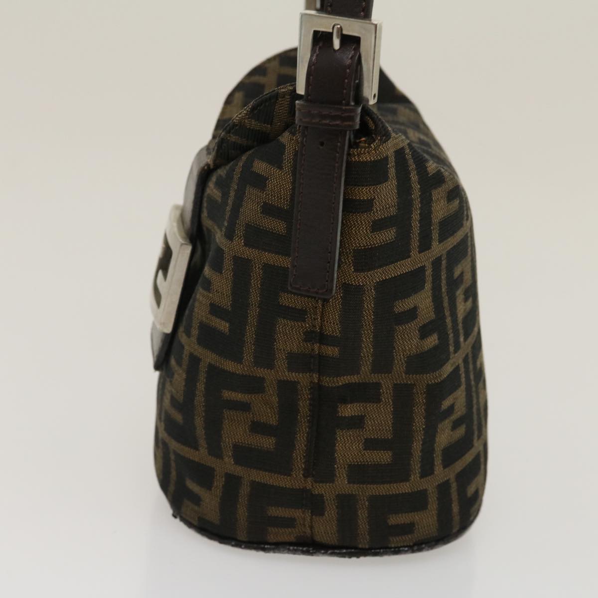 FENDI Zucca Canvas Mamma Baguette Shoulder Bag Brown Black