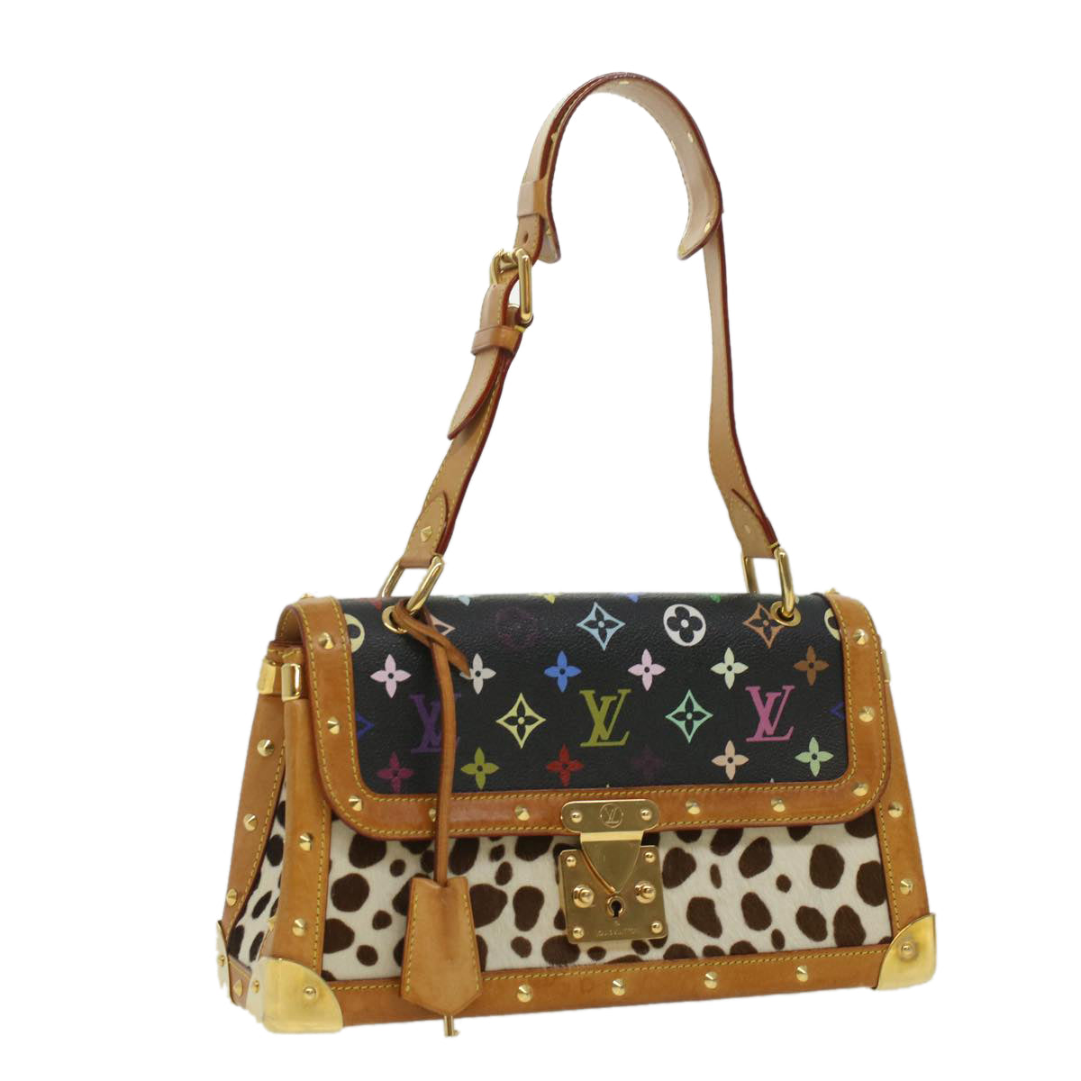 LOUIS VUITTON Monogram Multicolor Sac Dalmatian Hand Bag Black M92825 LV yk5888