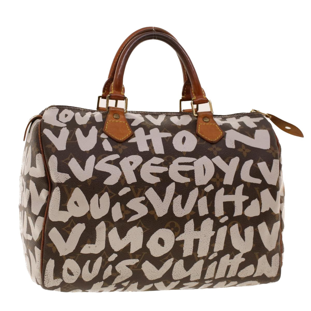 LOUIS VUITTON Monogram Graffiti Speedy 30 Hand Bag White M92195 LV Auth yk6904B