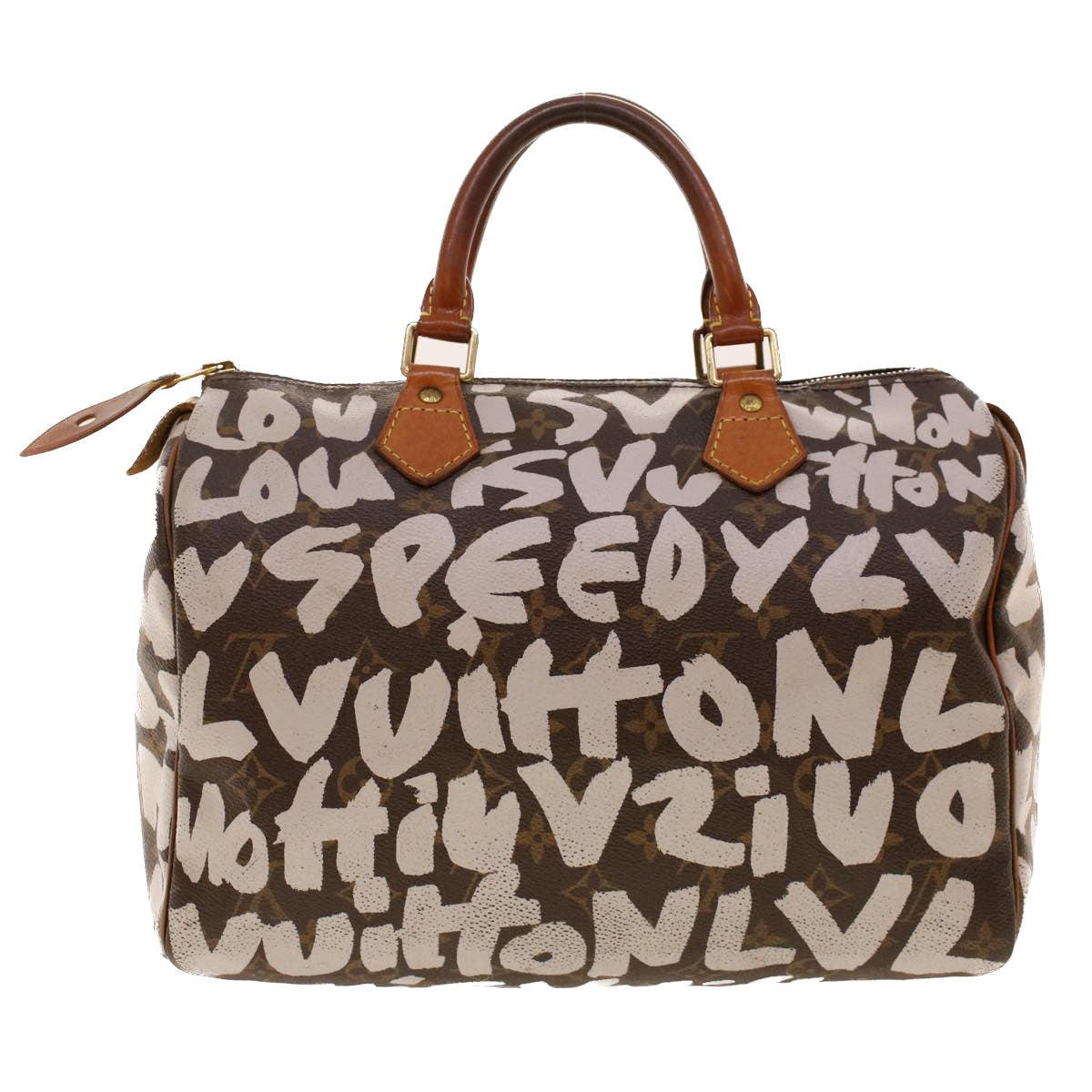 LOUIS VUITTON Monogram Graffiti Speedy 30 Hand Bag White M92195 LV Auth yk6904B