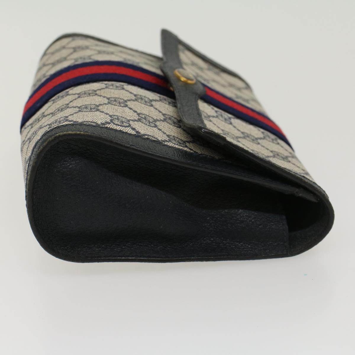 Gucci GG Canvas Sherry Line Clutch Bag PVC Leather Gray Red Navy  yk7169