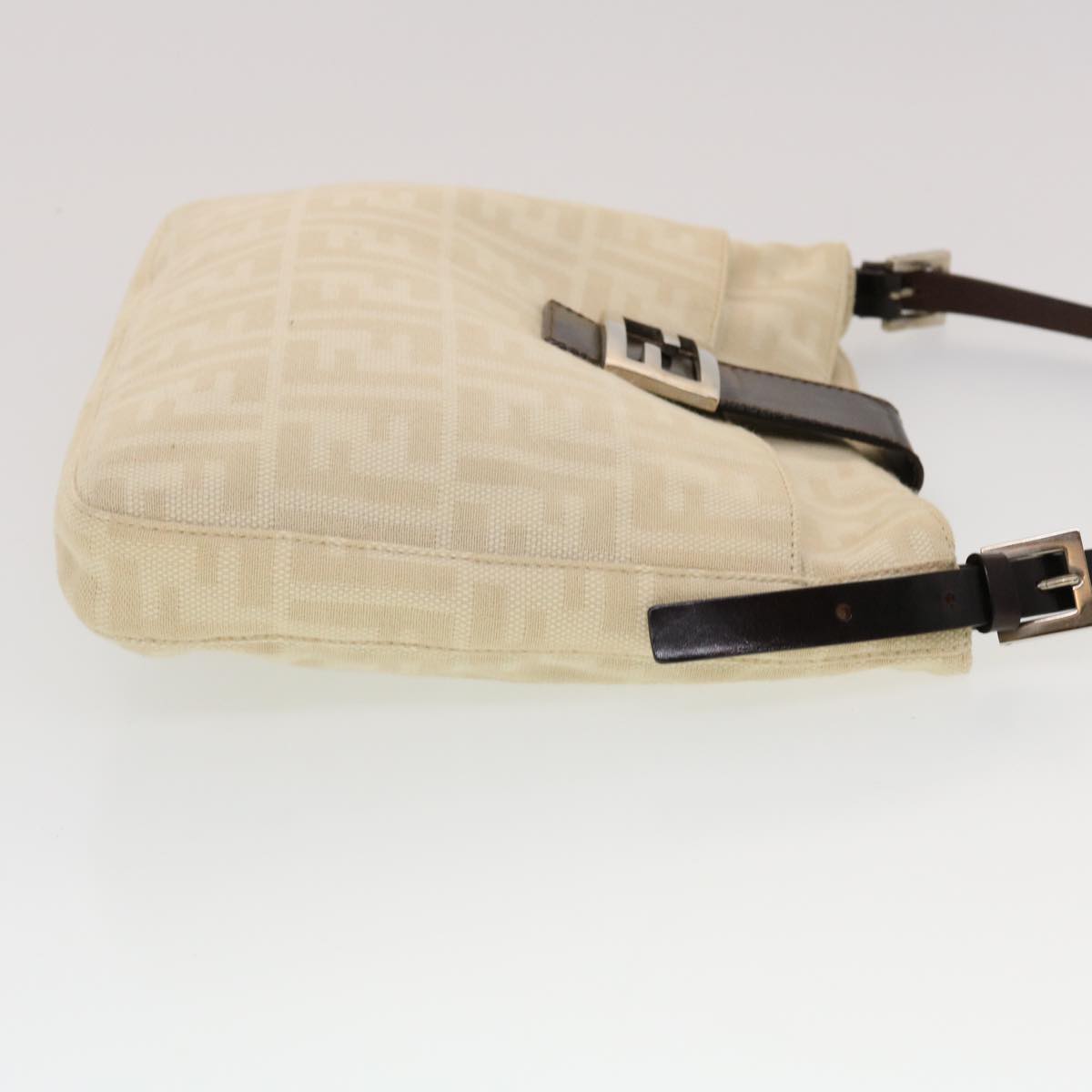 FENDI Zucca Canvas Mamma Baguette Shoulder Bag Beige Auth