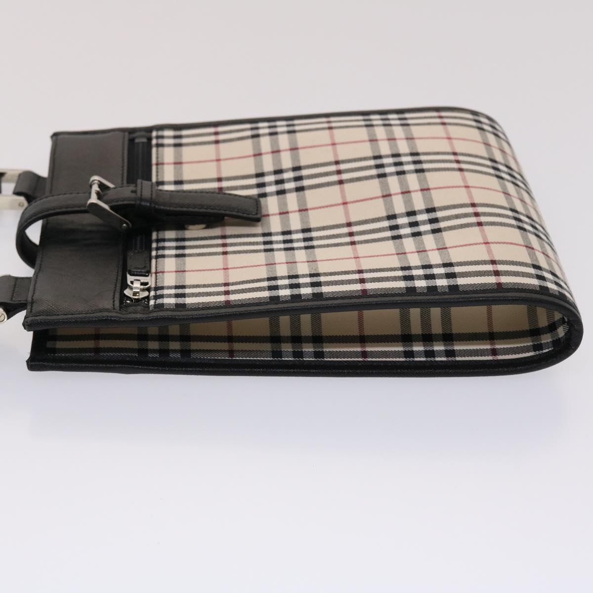 BURBERRY Nova Check Shoulder Bag Canvas Beige Black Red Auth yk7666B