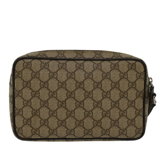 Gucci GG Canvas Clutch Bag PVC Leather Beige 73956  yk7760