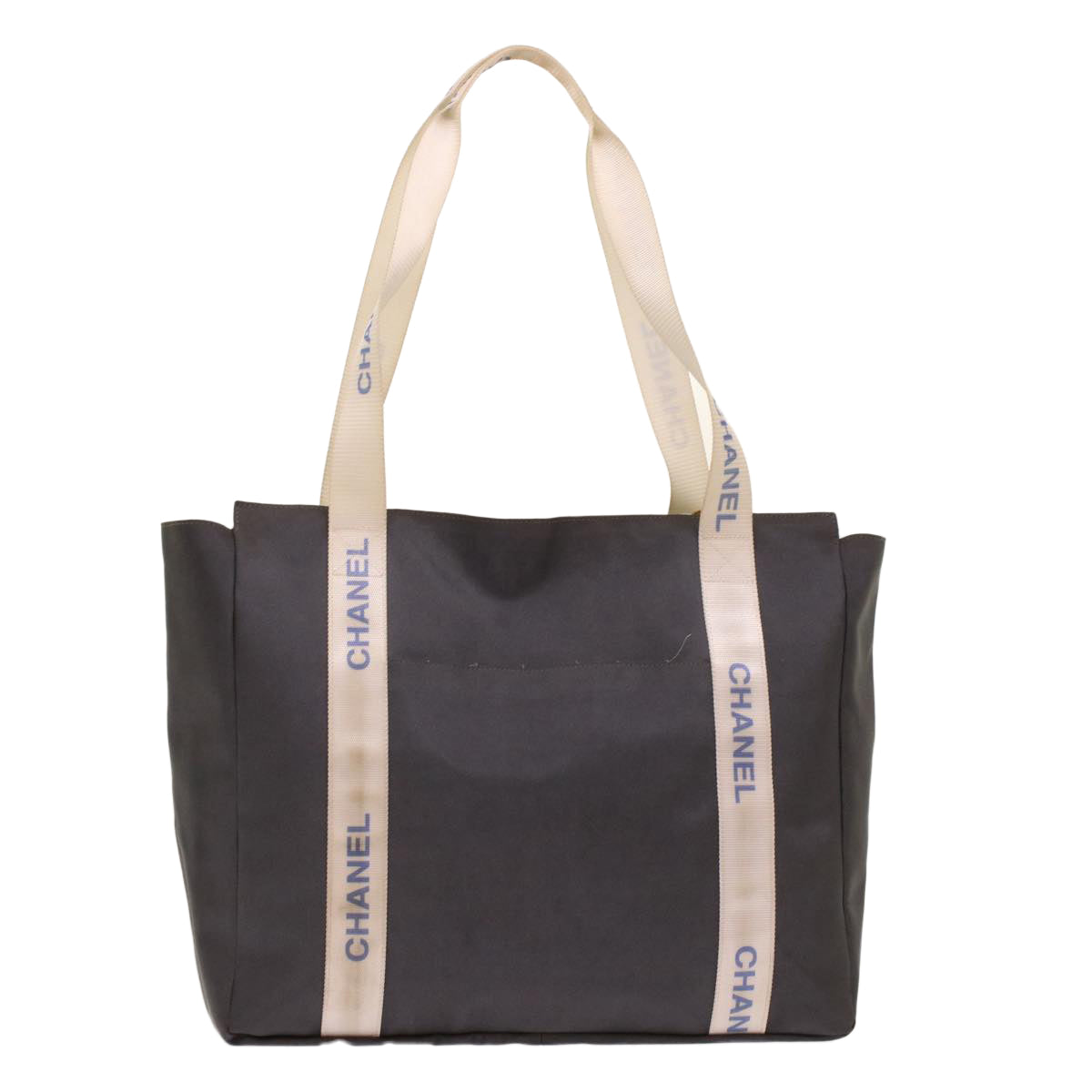 CHANEL Tote Bag Nylon Gray CC Auth yk7825B