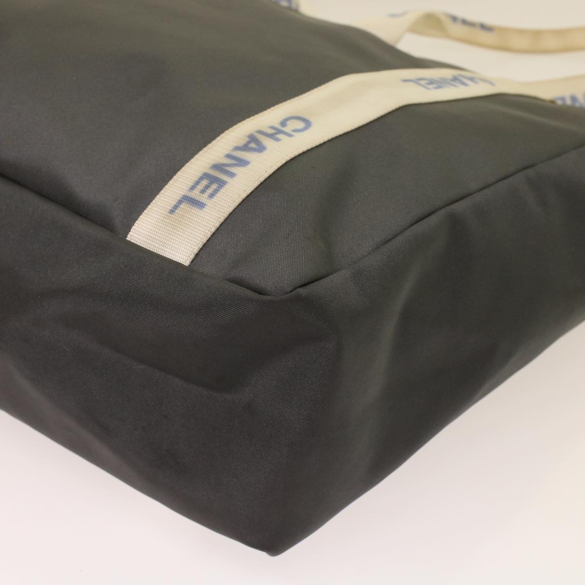 CHANEL Tote Bag Nylon Gray CC Auth yk7825B