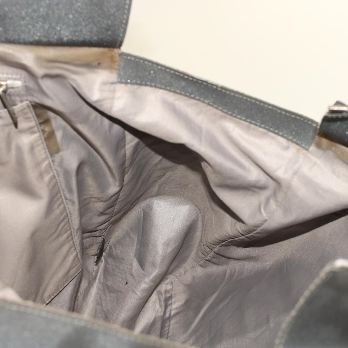 CHANEL Tote Bag Nylon Gray CC Auth yk7825B