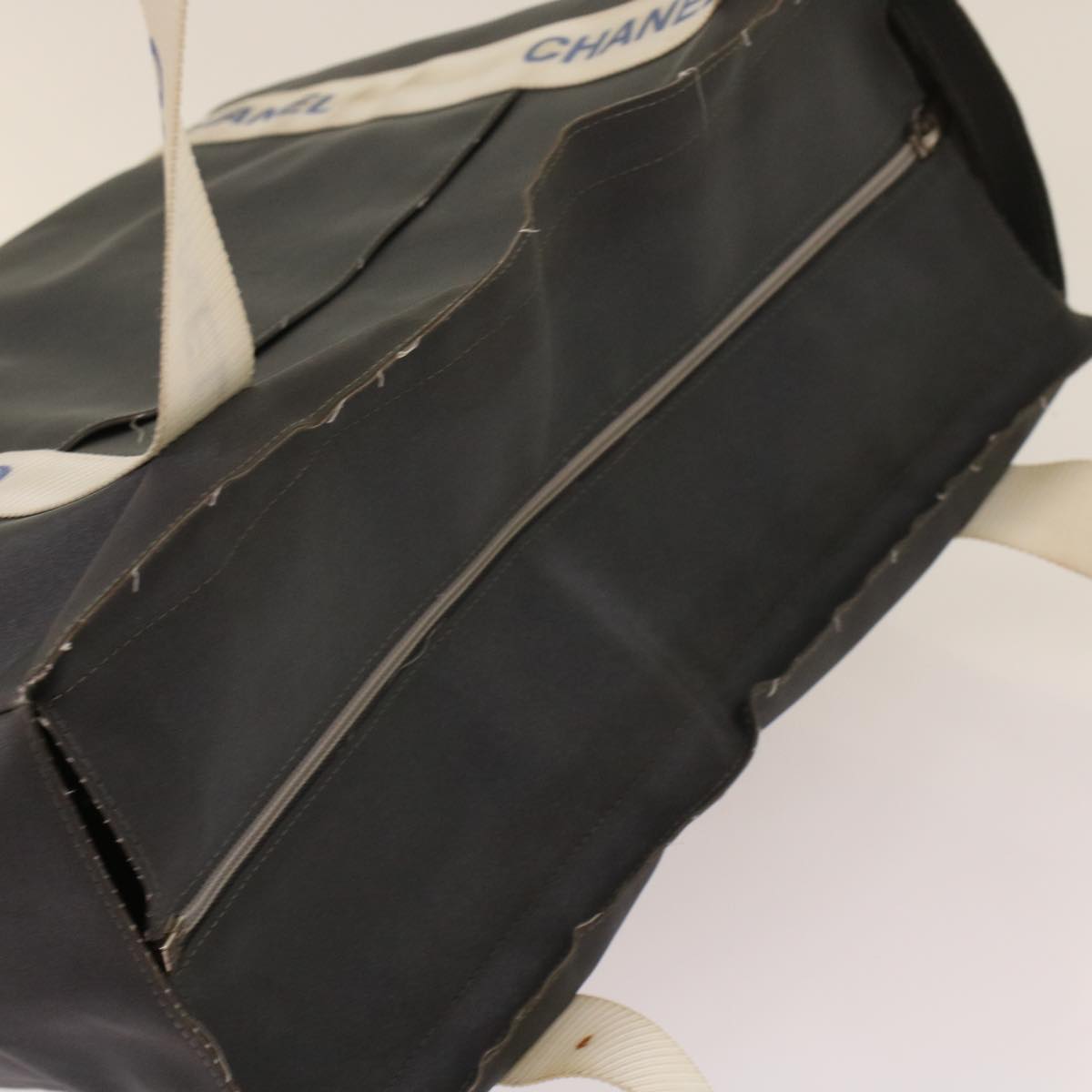 CHANEL Tote Bag Nylon Gray CC Auth yk7825B