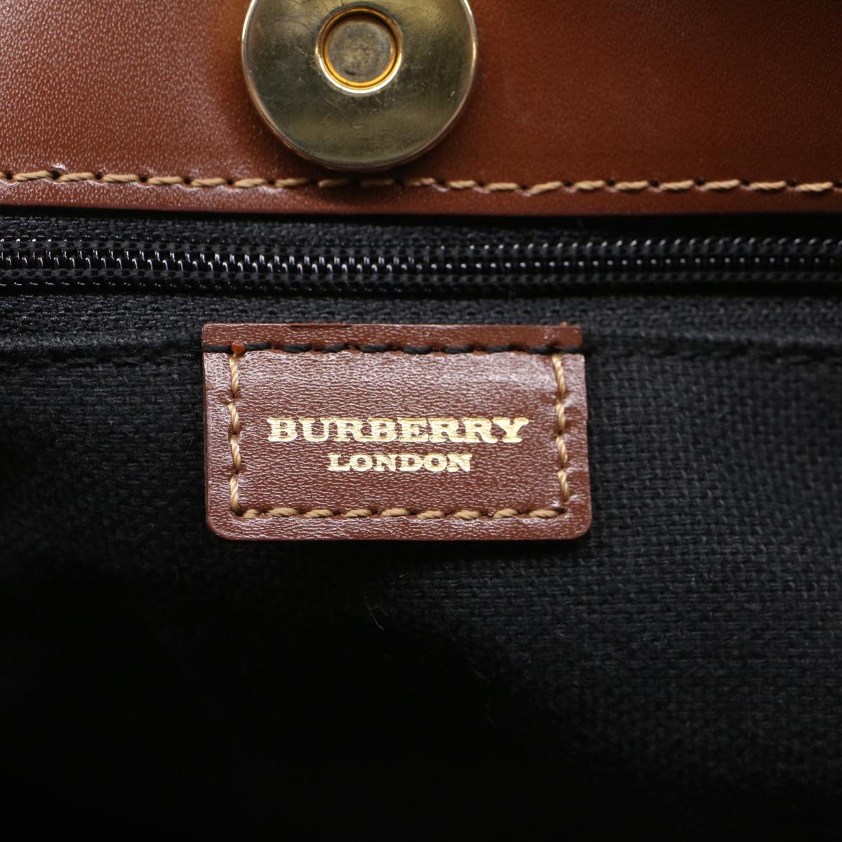 BURBERRY Nova Check Hand Bag PVC Leather Beige Auth yk8286