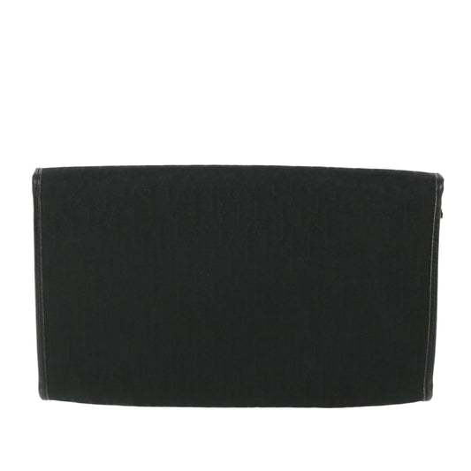 CHRISTIAN DIOR Trotter Canvas Chain Shoulder Bag Black Auth yk8835