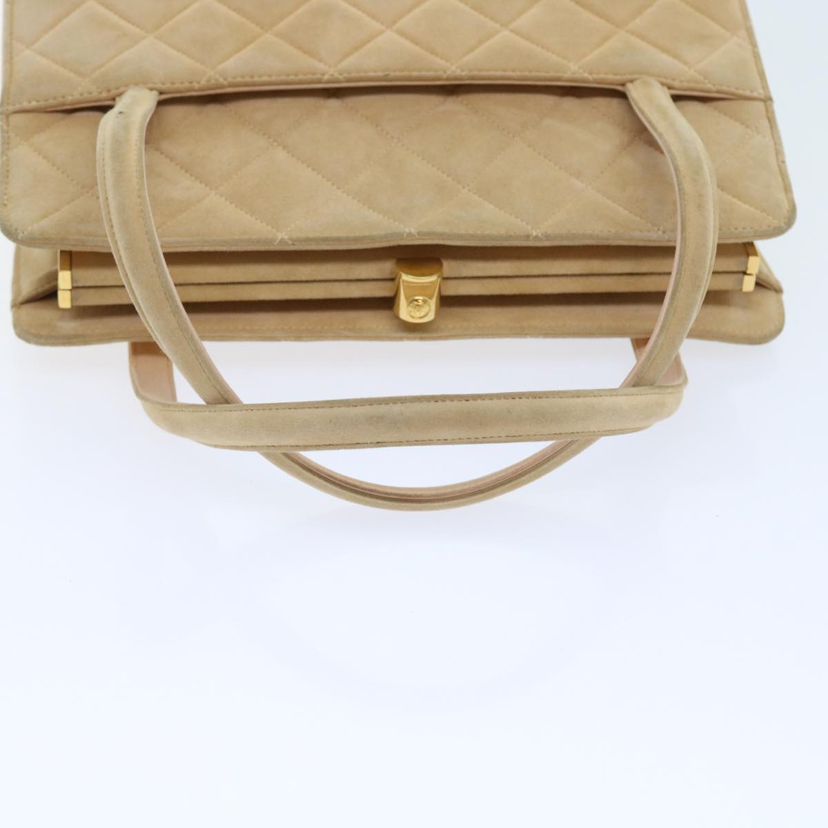 Top Quality Chanel Gamaguchi Hand Bag Suede Beige CC Auth yk9125